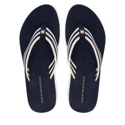 Japonki Tommy Hilfiger. Niebieskie klapki damskie Tommy Hilfiger, bez wzorów, bez obcasa, bez zapięcia. Za 189.99 zł.