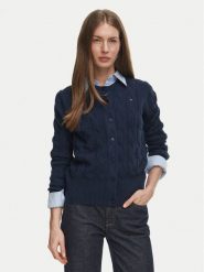 Tommy Hilfiger Kardigan Soft WW0WW52191 Granatowy Regular Fit. Niebieskie kardigany damskie Tommy Hilfiger, m, bez wzorów, z wełny. Za 649.99 zł.