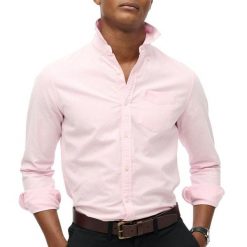 Koszula Superdry Vintage Washed Oxford. Czerwone koszule damskie Superdry, s, bez wzorów, z bawełny, klasyczne, bez kołnierzyka, bez ramiączek. Za 329.25 zł.