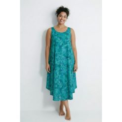 Damskie Sukienka midi liście linia A okrągły dekolt bez rękawów. Niebieskie sukienki damskie Ulla Popken, bez wzorów, z materiału, sportowe, bez ramiączek. Za 279.99 zł.