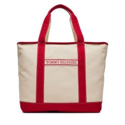 Torebka Tommy Hilfiger. Brązowe shopper bag Tommy Hilfiger, bez wzorów, bez dodatków. Za 259.99 zł.