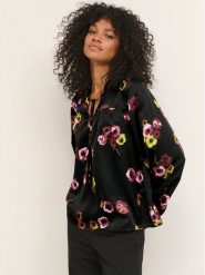 Kaffe Bluzka Donna 10507156 Czarny Relaxed Fit. Czarne bluzki damskie Kaffe, bez wzorów, z syntetyku, bez kołnierzyka, bez ramiączek. W wyprzedaży za 139.99 zł.