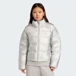Kurtka Helionic Holiday CLIMAWARM Down. Szare kurtki damskie Adidas, bez wzorów, bez kaptura. Za 749.00 zł.