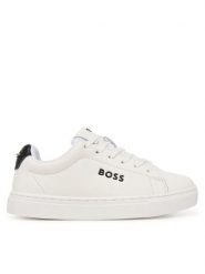 BOSS Sneakersy J53248 M Biały. Białe buty sportowe chłopięce Boss, ze skóry, bez zapięcia. Za 487.99 zł.