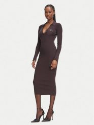 Elisabetta Franchi Sukienka dzianinowa AM-08B-66E2-V380 Brązowy ciemny Slim Fit. Brązowe sukienki damskie Elisabetta Franchi, bez wzorów, z dzianiny, bez ramiączek. Za 1,629.00 zł.