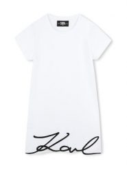 Karl Lagerfeld Kids Sukienka codzienna Z30454 D Biały Regular Fit. Białe sukienki dziewczęce Karl Lagerfeld Kids, bez wzorów, z bawełny, bez ramiączek, proste. Za 379.99 zł.