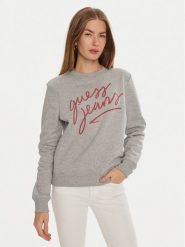 Guess Bluza W4BQ17 KC811 Szary Regular Fit. Szare bluzy damskie Guess, l, z aplikacjami, z bawełny, bez kaptura. Za 289.99 zł.