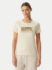 EA7 Emporio Armani T-Shirt 7W001093 AF10373 U1088 Beżowy Regular Fit. Brązowe t-shirty damskie EA7 Emporio Armani, s, bez wzorów, z bawełny, bez kołnierzyka. Za 349.99 zł.