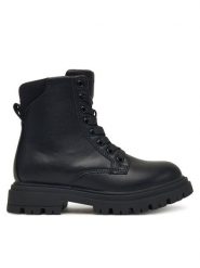 Calvin Klein Trapery Lace Up Bootie V3A5-83120-1464 S Czarny. Czarne kozaki dziewczęce Calvin Klein, bez wzorów, ze skóry, bez obcasa, bez zapięcia. Za 449.99 zł.
