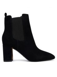 Guess Botki FLFFIE SUE10 Czarny. Czarne botki damskie Guess, ze skóry, bez obcasa, na słupku, bez zapięcia. Za 674.99 zł.