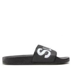 Klapki Superga. Czarne klapki damskie Superga, bez wzorów, bez obcasa, bez zapięcia. Za 89.99 zł.