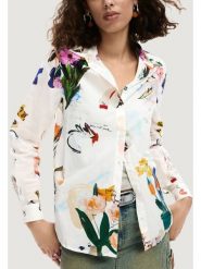 Desigual Koszula Mila 26SWCW21 Biały Regular Fit. Białe koszule damskie Desigual, s, bez wzorów, z bawełny, bez kołnierzyka, bez ramiączek. Za 379.99 zł.