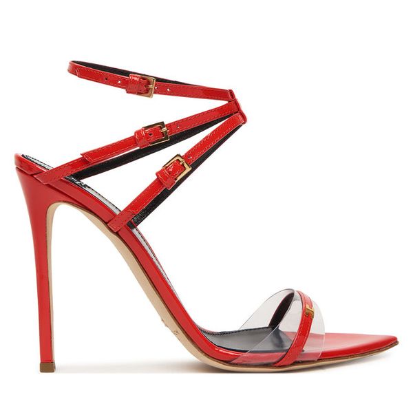 Sandały Elisabetta Franchi. Czerwone sandały damskie Elisabetta Franchi, bez wzorów, bez obcasa, na szpilce, bez zapięcia. Za 1,353.99 zł.