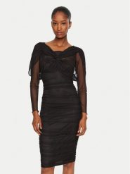Rinascimento Sukienka koktajlowa CFC0121017003 Czarny Slim Fit. Czarne sukienki damskie Rinascimento, bez wzorów, z syntetyku, wizytowe, bez ramiączek. Za 339.99 zł.