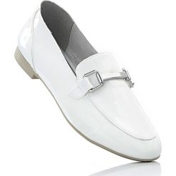 Buty wsuwane Marco Tozzi bonprix biały lakierowany. Białe balerinki damskie bonprix, z lakierowanej skóry. Za 79.99 zł.