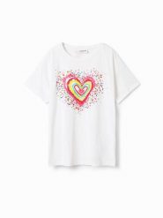 Desigual T-Shirt 23SGTK20 Biały Regular Fit. Białe koszulki i t-shirty dziewczęce Desigual, bez wzorów, z bawełny, bez kołnierzyka, bez ramiączek. Za 159.99 zł.
