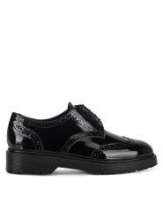 Gino Rossi Oxfordy BELLA-124-25900W Czarny. Czarne półbuty damskie Gino Rossi, bez wzorów, z lakierowanej skóry, bez obcasa, bez zapięcia. Za 279.99 zł.