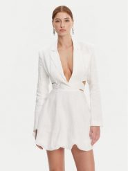 BARDOT Sukienka letnia 59860DB Biały Regular Fit. Białe sukienki damskie Bardot, bez wzorów, ze lnu, bez ramiączek. Za 639.99 zł.