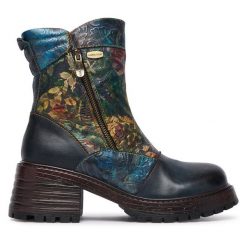 Botki Laura Vita. Niebieskie botki damskie LAURA VITA, bez obcasa, na słupku, bez zapięcia. Za 599.99 zł.