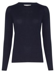 MOSS COPENHAGEN Koszulka w kolorze granatowym rozmiar: XS/S. Niebieskie bluzki damskie Moss Copenhagen, s, bez wzorów, bez kołnierzyka, bez ramiączek. Za 83.42 zł.