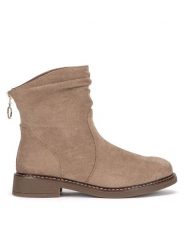 Clara Barson Botki WS2169-04 Beżowy. Brązowe botki damskie Clara Barson, z materiału, bez obcasa, na płaskiej podeszwie, bez zapięcia. Za 149.99 zł.