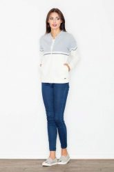 Szara Bluza na Stójce z Kontrastowymi Pasami. Szare bluzy damskie Figl, s, bez wzorów, z bawełny, bez kaptura. Za 219.00 zł.