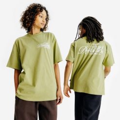 Koszulka z grafiką unisex Relax. Koszulki damskie Decathlon, l, bez wzorów, z bawełny, bez kołnierzyka, bez ramiączek. Za 89.99 zł.