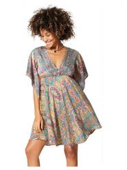 Aller Simplement Sukienka w kolorze beżowym ze wzorem rozmiar: 34/36. Brązowe sukienki damskie Aller Simplement, bez wzorów, bez ramiączek. Za 56.99 zł.