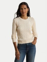 LAUREN RALPH LAUREN Sweter 200P14039003 Kremowy Regular Fit. Białe swetry klasyczne damskie Lauren Ralph Lauren, xl, z bawełny, bez kołnierzyka. Za 859.99 zł.