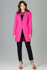 Fuksja Długi Elegancki Żakiet na Jeden Guzik. Czerwone marynarki i żakiety damskie Katrus, l, bez wzorów, z materiału, eleganckie. Za 299.00 zł.