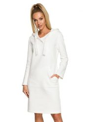 Made of emotion Sukienka w kolorze ecru rozmiar: M. Brązowe sukienki damskie Made Of Emotion, bez wzorów, bez ramiączek. Za 231.45 zł.