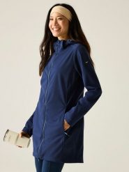 Regatta Płaszcz softshellowy "Carisbrooke" w kolorze granatowym rozmiar: 44. Niebieskie płaszcze damskie Regatta, m, bez wzorów, bez kaptura. Za 190.63 zł.