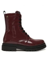 Tommy Hilfiger Trapery Lace-Up Bootie T4A5-34025-0775 D Bordowy. Czerwone trapery damskie Tommy Hilfiger, ze skóry, bez zapięcia. Za 419.99 zł.