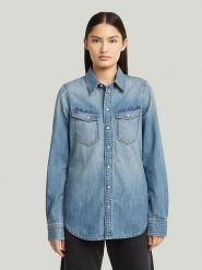 G-Star Koszula dżinsowa - Slim fit - w kolorze niebieskim rozmiar: M. Niebieskie koszule damskie G-Star, m, bez wzorów, z bawełny, retro, bez kołnierzyka, bez ramiączek. Za 175.67 zł.