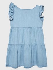United Colors Of Benetton Sukienka codzienna 4AD6CV018 Błękitny Regular Fit. Niebieskie sukienki dziewczęce United Colors Of Benetton, bez wzorów, z bawełny, bez ramiączek, proste. Za 209.99 zł.