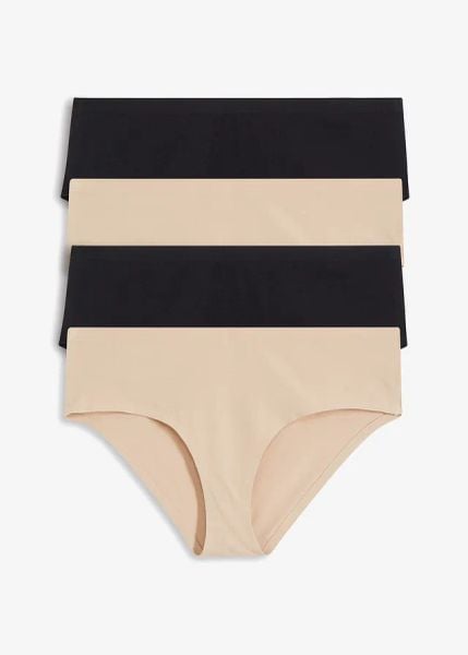 Figi panty z bawełną organiczną (4 pary). Brązowe figi bonprix, bez wzorów, z bawełny. Za 91.96 zł.
