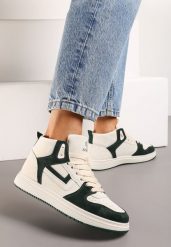 Beżowo-Zielone Sneakersy Maeramia. Brązowe obuwie sportowe damskie Renee, z dżerseju, bez zapięcia. Za 44.99 zł.