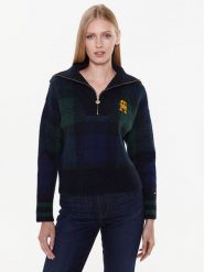 Tommy Hilfiger Sweter Tartan WW0WW38265 Granatowy Regular Fit. Niebieskie swetry klasyczne damskie Tommy Hilfiger, xl, z syntetyku, bez kołnierzyka. W wyprzedaży za 1,099.00 zł.