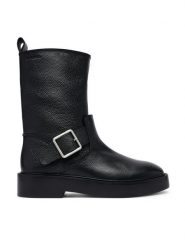 Calvin Klein Botki Conc Welt Mid Biker Boot Lth HW0HW03212 Czarny. Czarne botki damskie Calvin Klein, ze skóry, bez obcasa, na płaskiej podeszwie, bez zapięcia. Za 899.99 zł.