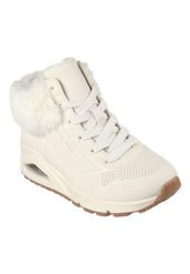 Buty SKECHERS UNO-FALL AIR Biały. Brązowe obuwie trekkingowe damskie Skechers, z materiału, bez zapięcia. Za 249.99 zł.