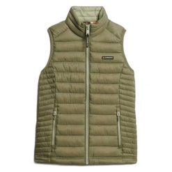 Damska kurtka bez rękawów Superdry Fuji Lite Padded. Zielone kurtki sportowe damskie Superdry, na zimę, s, bez wzorów, z materiału, bez kaptura. Za 428.40 zł.