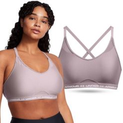 Stanik sportowy damski treningowy Under Armour biustonosz sportowy. Szare biustonosze sportowe damskie Under Armour, bez wzorów. Za 97.99 zł.
