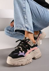 Czarne Sneakersy na Grubej Podeszwie z Podwójnym Sznurowaniem Elireya. Czarne obuwie sportowe damskie Born2be, na jesień, z jeansu, bez zapięcia. Za 109.99 zł.