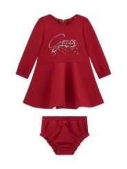 Guess Sukienka codzienna A6BK03 K5957 Czerwony ciemny Regular Fit. Czerwone sukienki dziewczęce Guess, z aplikacjami, z syntetyku, bez ramiączek, proste. Za 264.99 zł.