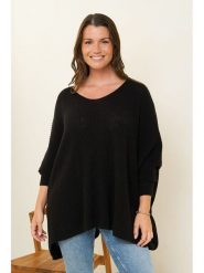 Curvy Lady Sweter w kolorze czarnym rozmiar: 40/42. Czarne swetry klasyczne damskie Curvy Lady, z asymetrycznym kołnierzem. Za 115.24 zł.