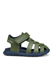 Geox Sandały B Sandal Fusbetto Bo B556AA 000BC CF3F4 Zielony. Zielone sandały chłopięce Geox, ze skóry, bez zapięcia. Za 209.99 zł.
