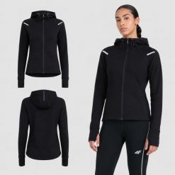 BLUZA DAMSKA DRESOWA 4F SPORTOWA TRENINGOWA TREKKINGOWA KOLOR CZARNY. Czarne bluzy damskie 4F, l, bez wzorów, z dresówki, bez kaptura. Za 147.60 zł.