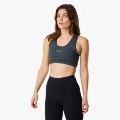 Biustonosz sportowy Trening Damska Swedemount Core Light Support Oddychający. Zielone biustonosze sportowe damskie SWEDEMOUNT, bez wzorów, z tkaniny. Za 129.99 zł.