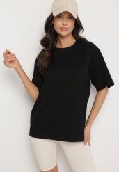 Czarny Bawełniany Klasyczny T-shirt Merovira. Czarne t-shirty damskie Born2be, bez wzorów, z bawełny, bez kołnierzyka. Za 44.99 zł.