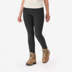 Legginsy trekkingowe damskie MT500. Czarne legginsy damskie SIMOND, l, bez wzorów, z elastanu. Za 159.99 zł.